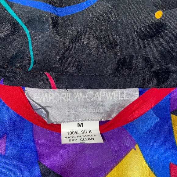 Vintage 80s 90s Emporium Capwell California Geometric Robe 100% Silk Women’s M - Picture 11 of 12